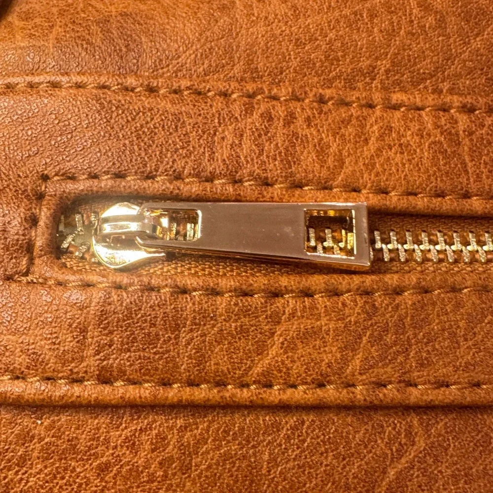 N Gil Mini Backpack Brown Faux Leather Gold Hardware P1034-L/BROWN New